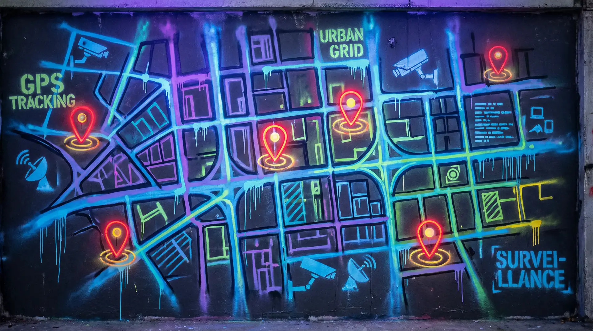 3d 蒲团 狗仔追踪地图 - 城市涂鸦风格